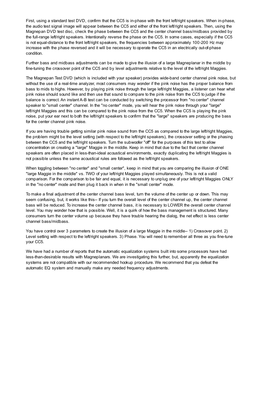 Magnepan CC5 User Manual | Page 4 / 5