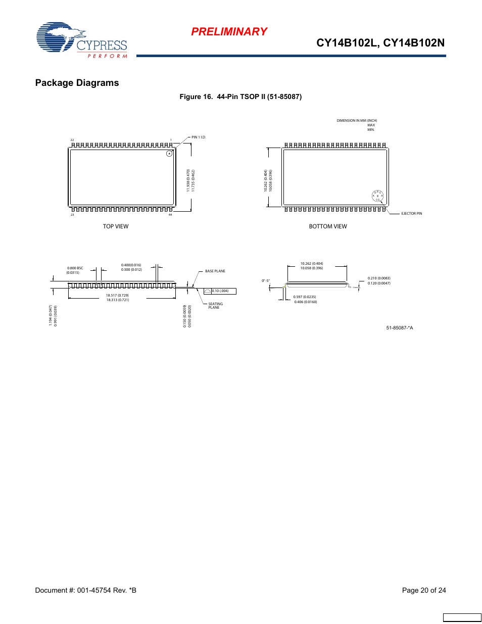 Package diagrams, Top view bottom view, Feedback | Cypress Perform nvSRAM User Manual | Page 20 / 24