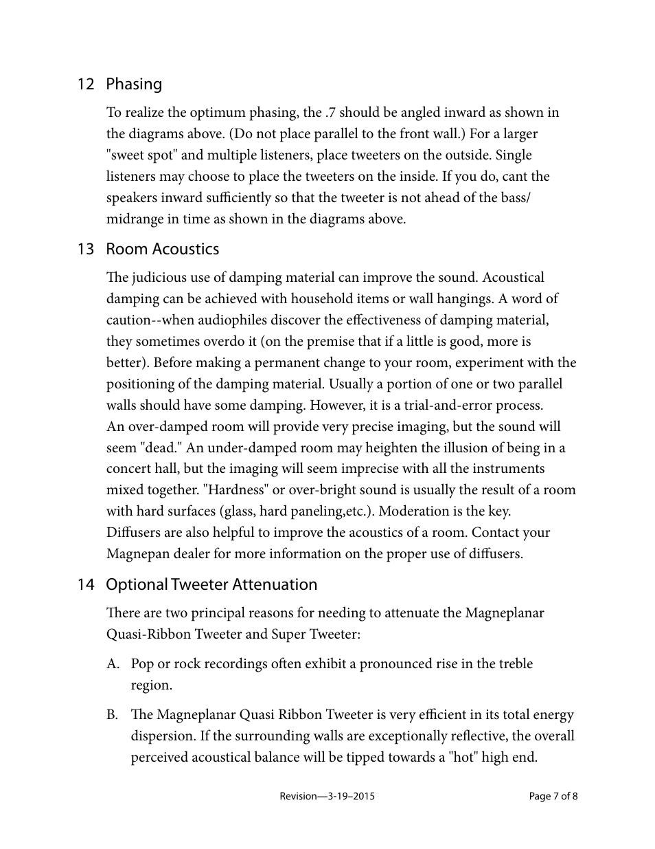 Magnepan MG .7 User Manual | Page 7 / 8