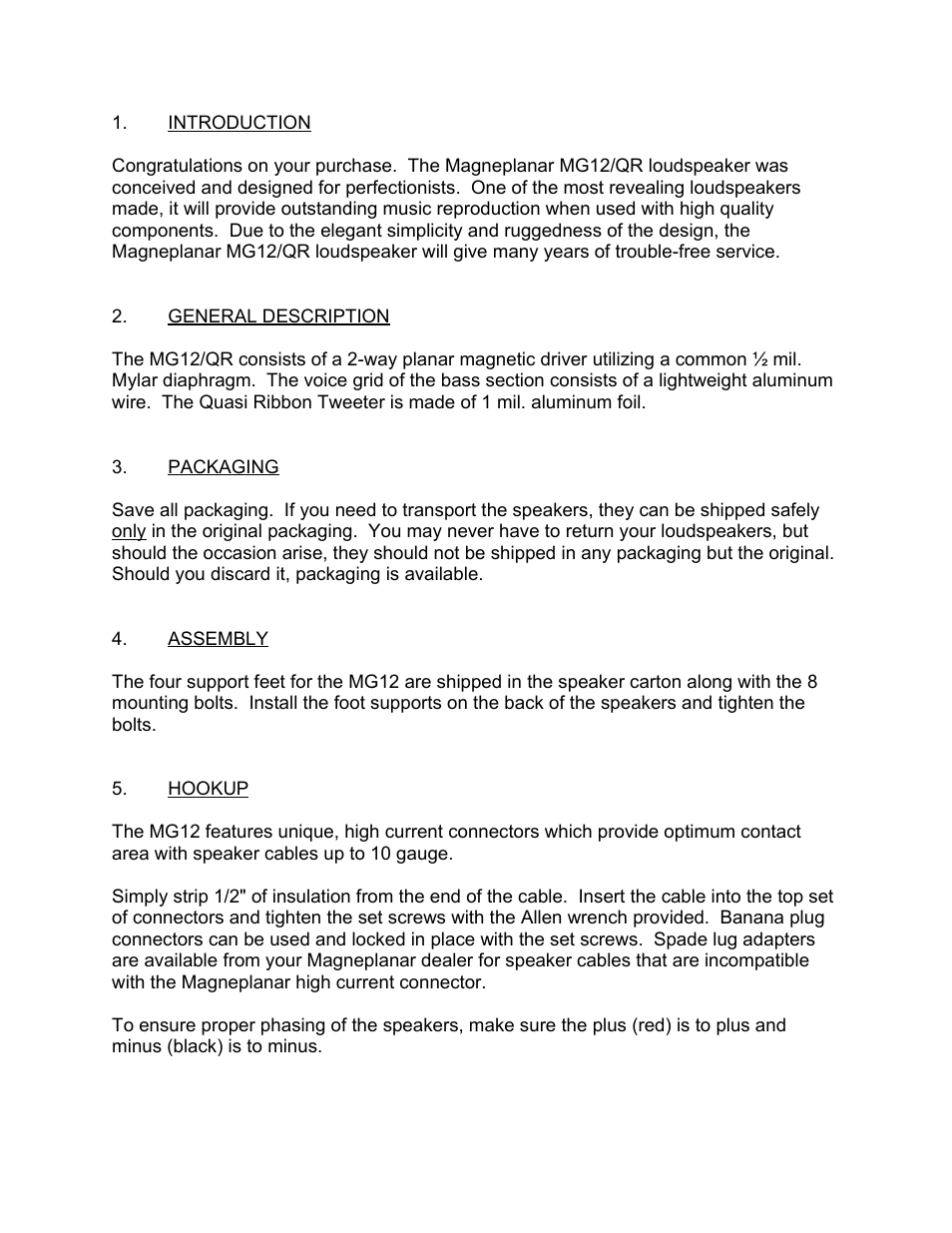 Magnepan MG 12 User Manual | Page 2 / 7