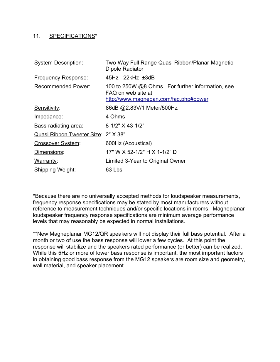 Magnepan MG 12 User Manual | Page 7 / 7