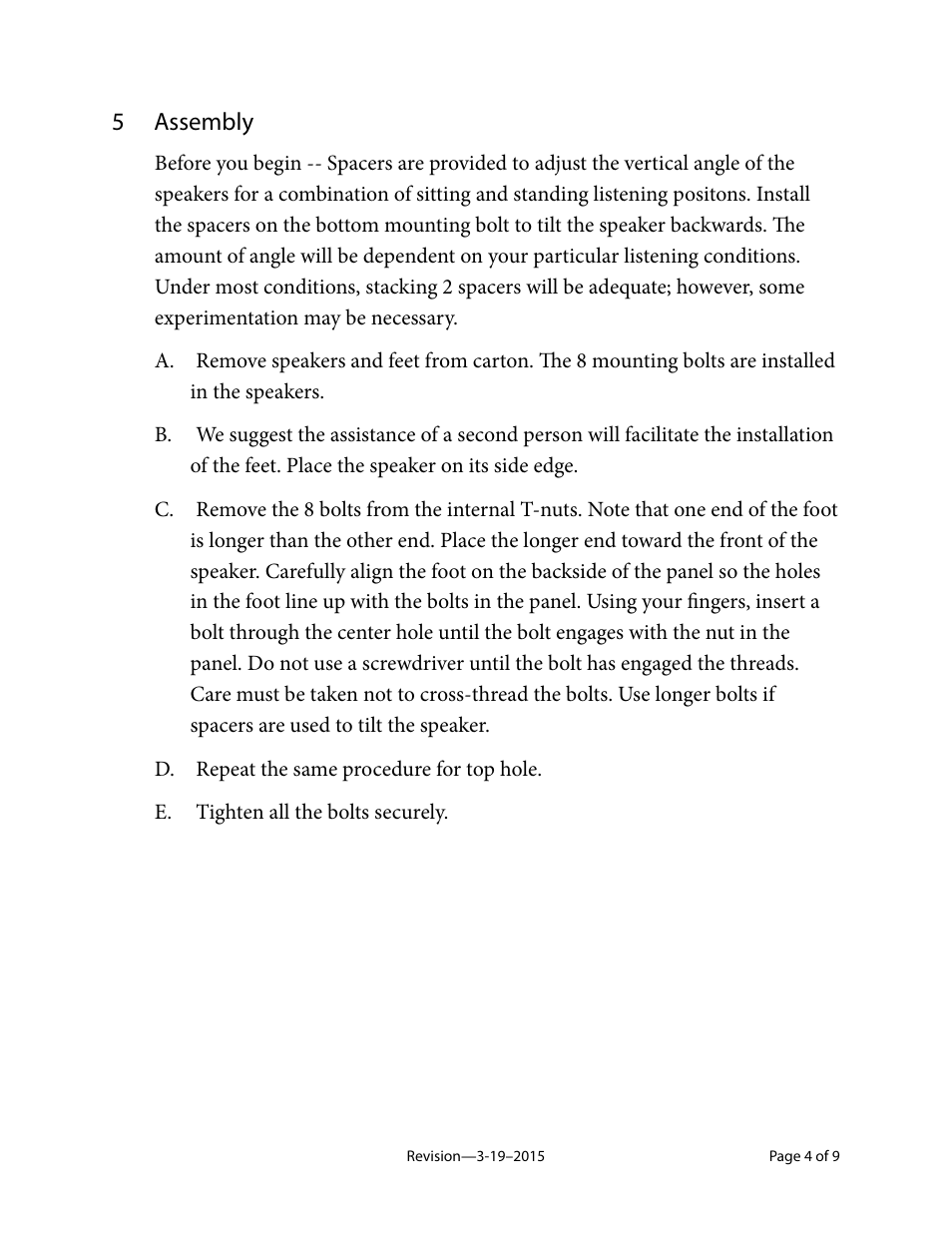 5 assembly | Magnepan MG 1.7 User Manual | Page 4 / 9