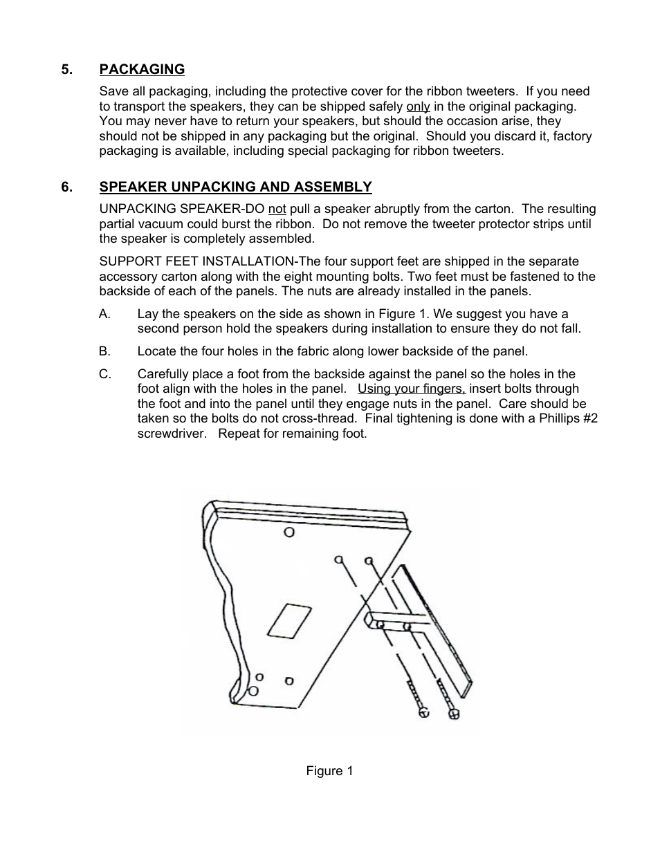 Packaging, Speaker unpacking and assembly | Magnepan MG 3.6 User Manual | Page 3 / 14