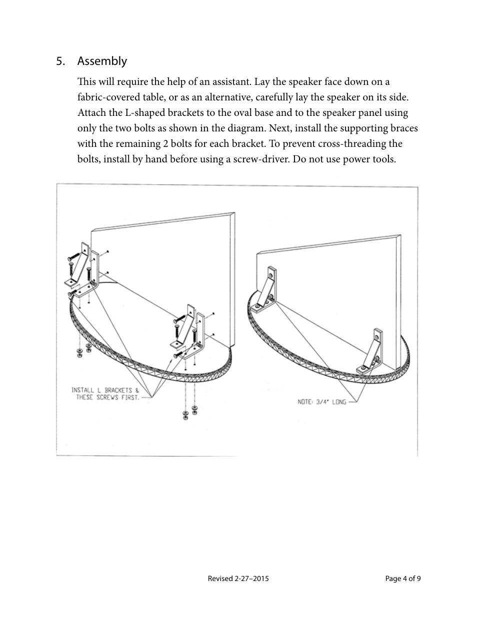 Assembly | Magnepan MG 3.7 User Manual | Page 4 / 9