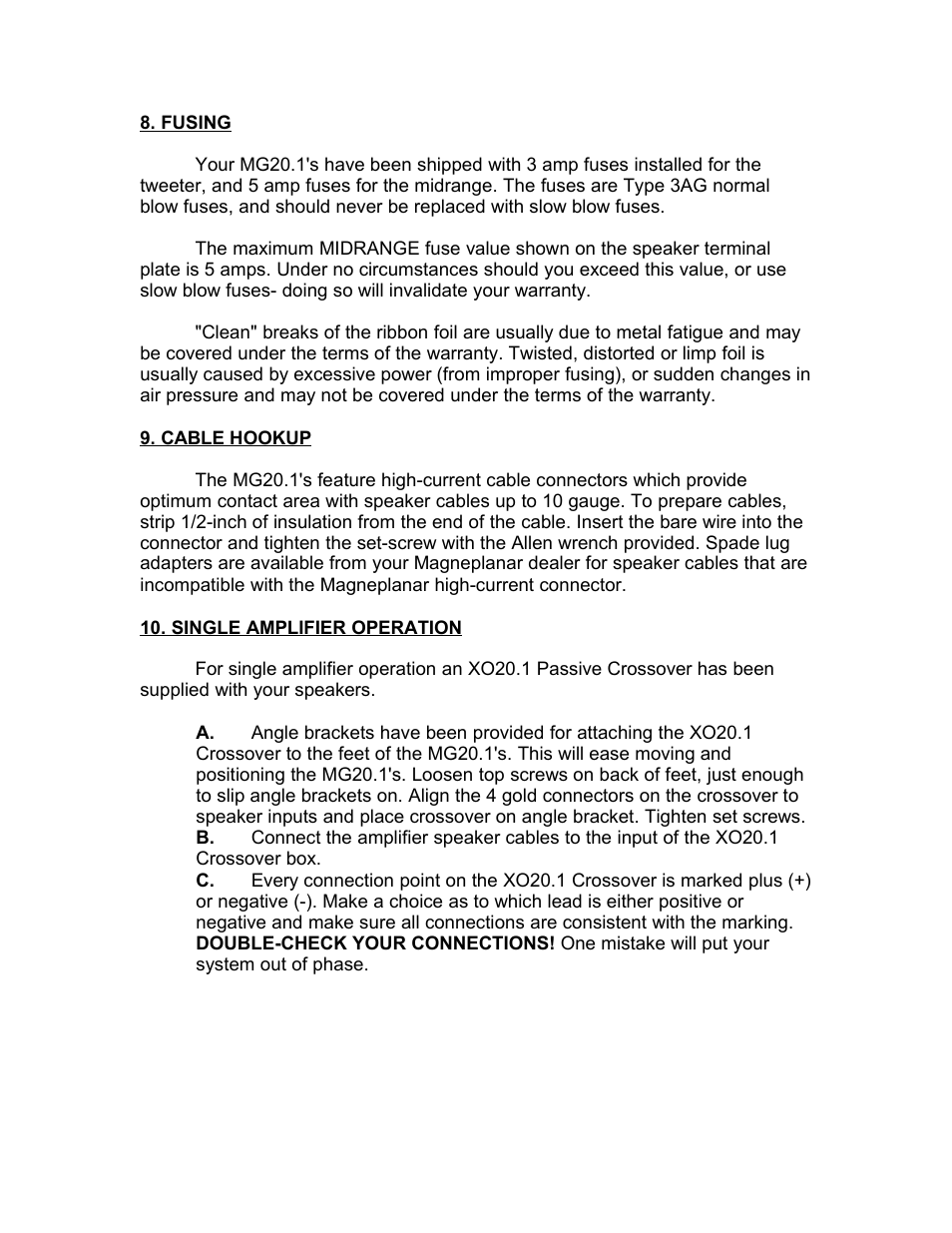 Magnepan MG 20.1 User Manual | Page 6 / 12