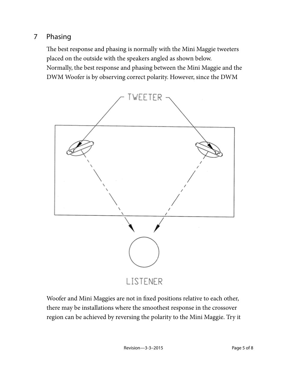 7 phasing | Magnepan Mini Maggie System User Manual | Page 5 / 8