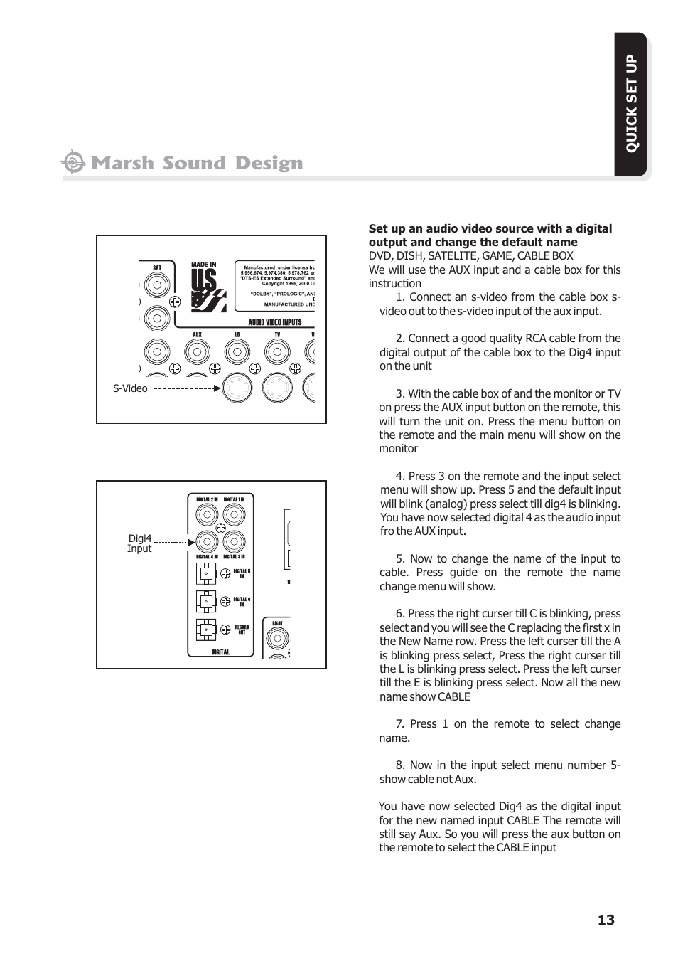 Marsh sound design | Marsh Sound Design The HT 4000 High Resolution Audio-Video Processor User Manual | Page 13 / 26
