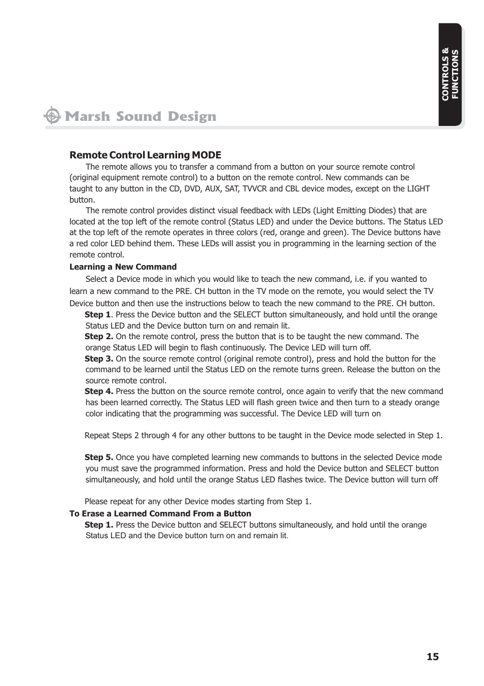 Marsh sound design | Marsh Sound Design The HT 4000 High Resolution Audio-Video Processor User Manual | Page 15 / 26