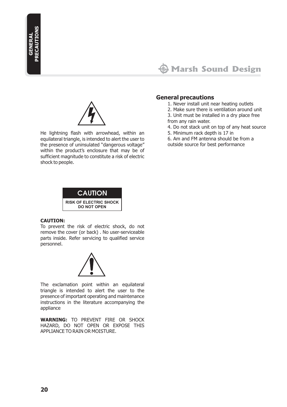 Marsh sound design | Marsh Sound Design The HT 4000 High Resolution Audio-Video Processor User Manual | Page 20 / 26