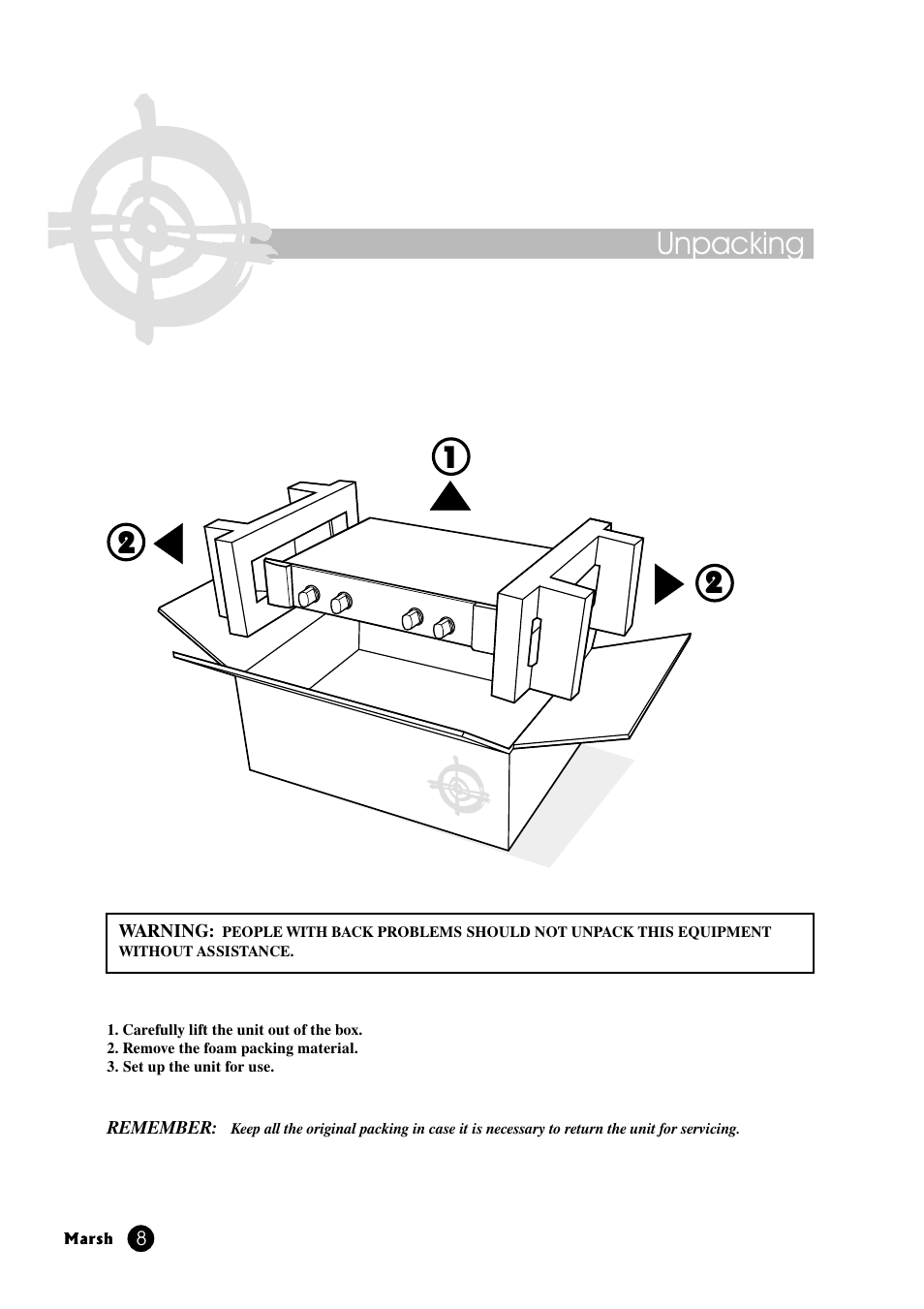 Unpacking | Marsh Sound Design P2000-T Hybrid-Tube Line Amplifier User Manual | Page 8 / 20