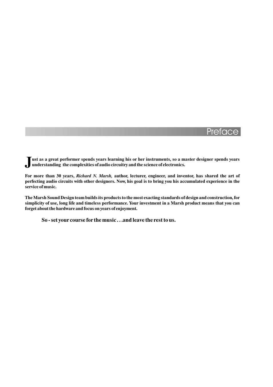 Preface | Marsh Sound Design P2000-B High Performance Line Amplifier User Manual | Page 7 / 20