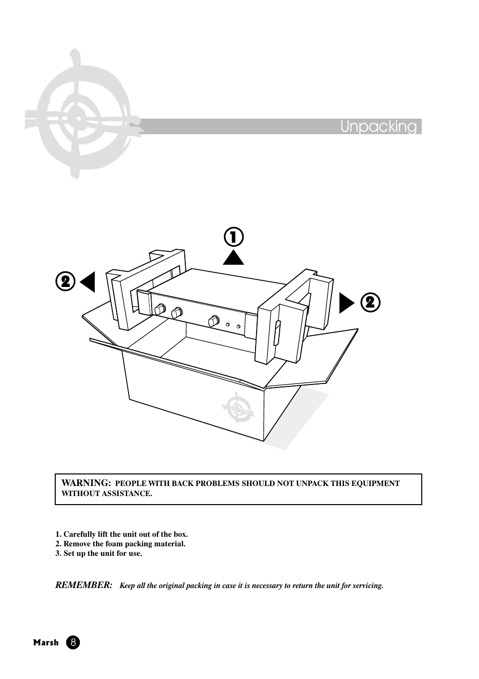 Unpacking | Marsh Sound Design P2000-B High Performance Line Amplifier User Manual | Page 8 / 20