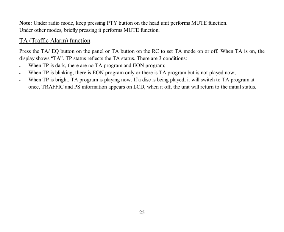 Ta (traffic alarm) function | Hyundai H-CMD7084 User Manual | Page 25 / 83