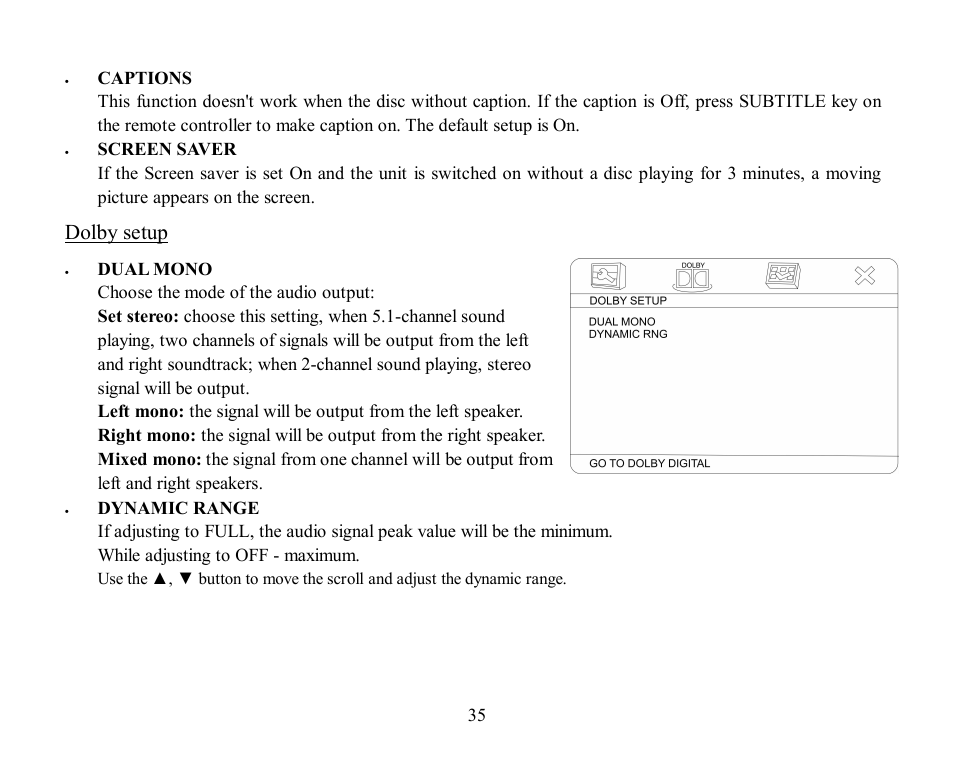 Dolby setup | Hyundai H-CMD7084 User Manual | Page 35 / 83