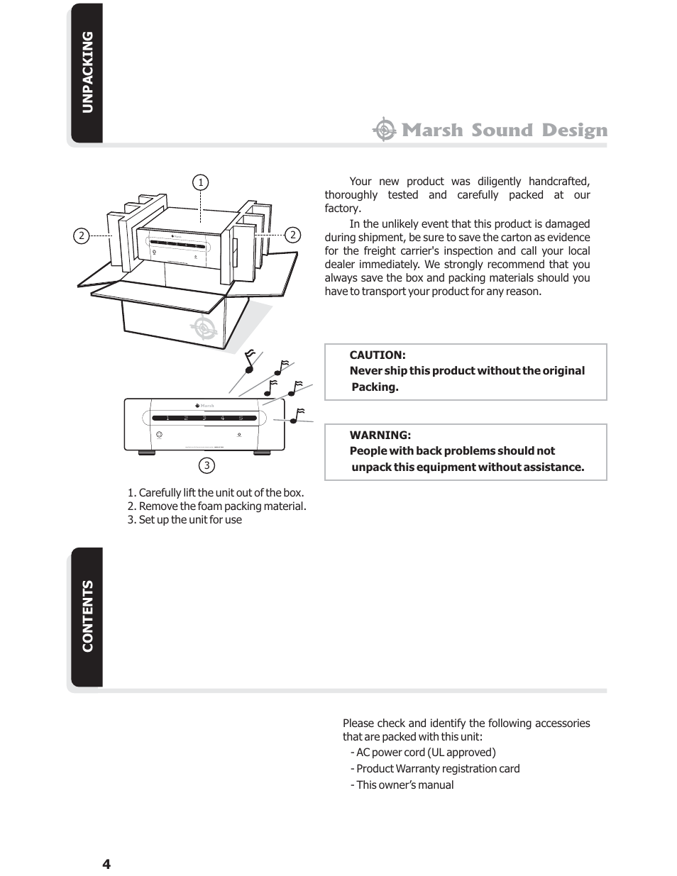 Marsh sound design | Marsh Sound Design HT 750,3 Channel Power Amplifier User Manual | Page 4 / 16