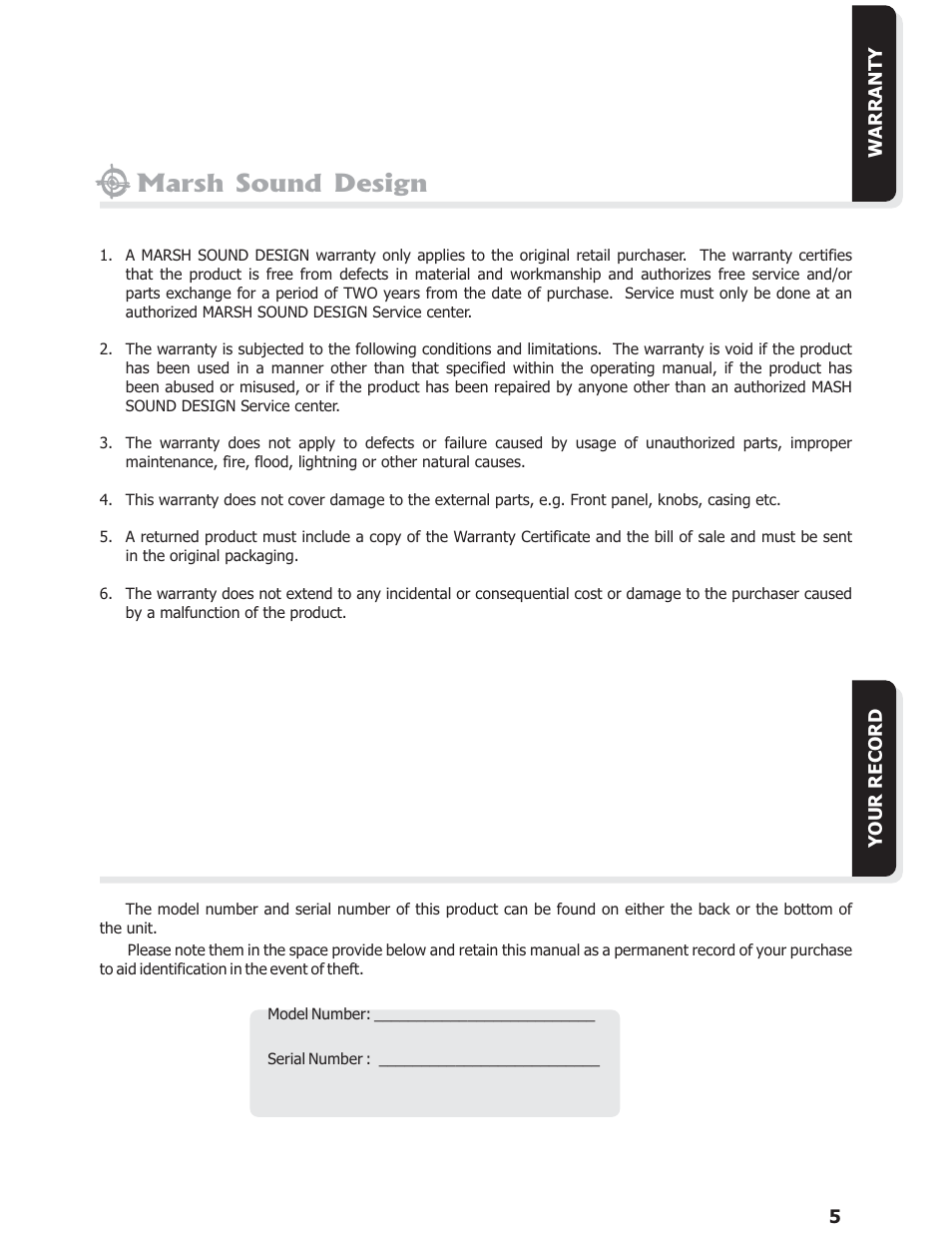 Marsh sound design | Marsh Sound Design HT 750,3 Channel Power Amplifier User Manual | Page 5 / 16