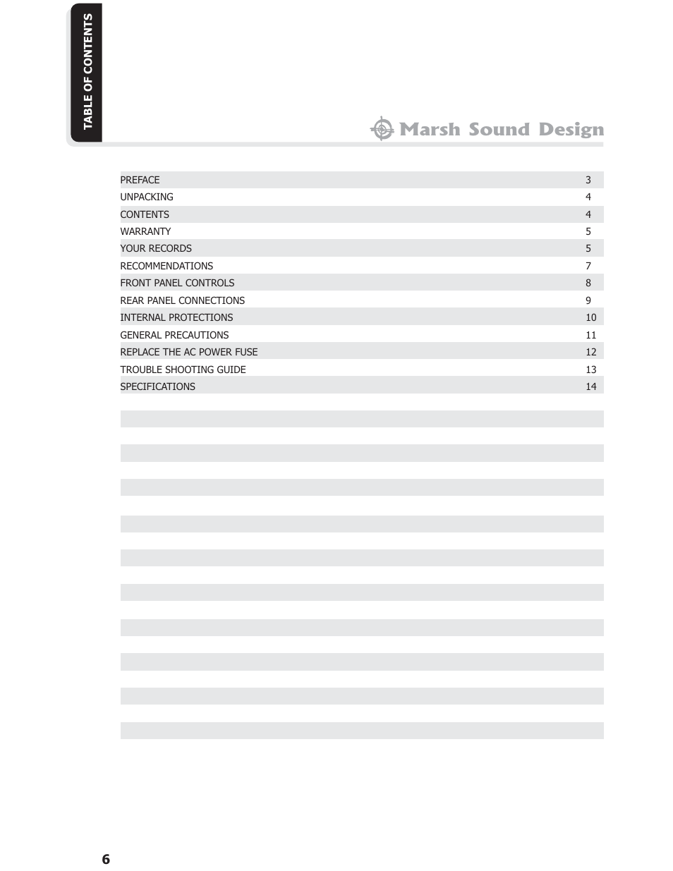 Marsh sound design | Marsh Sound Design HT 750,3 Channel Power Amplifier User Manual | Page 6 / 16