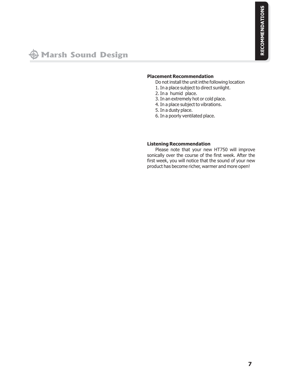 Marsh sound design | Marsh Sound Design HT 750,3 Channel Power Amplifier User Manual | Page 7 / 16