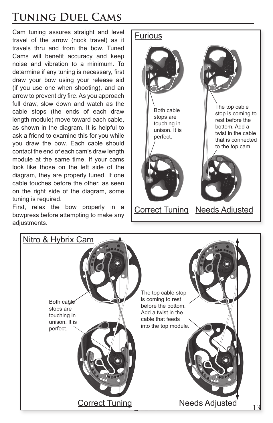 Tuning duel cams | Martin Archery Martin Compound User Manual | Page 13 / 16