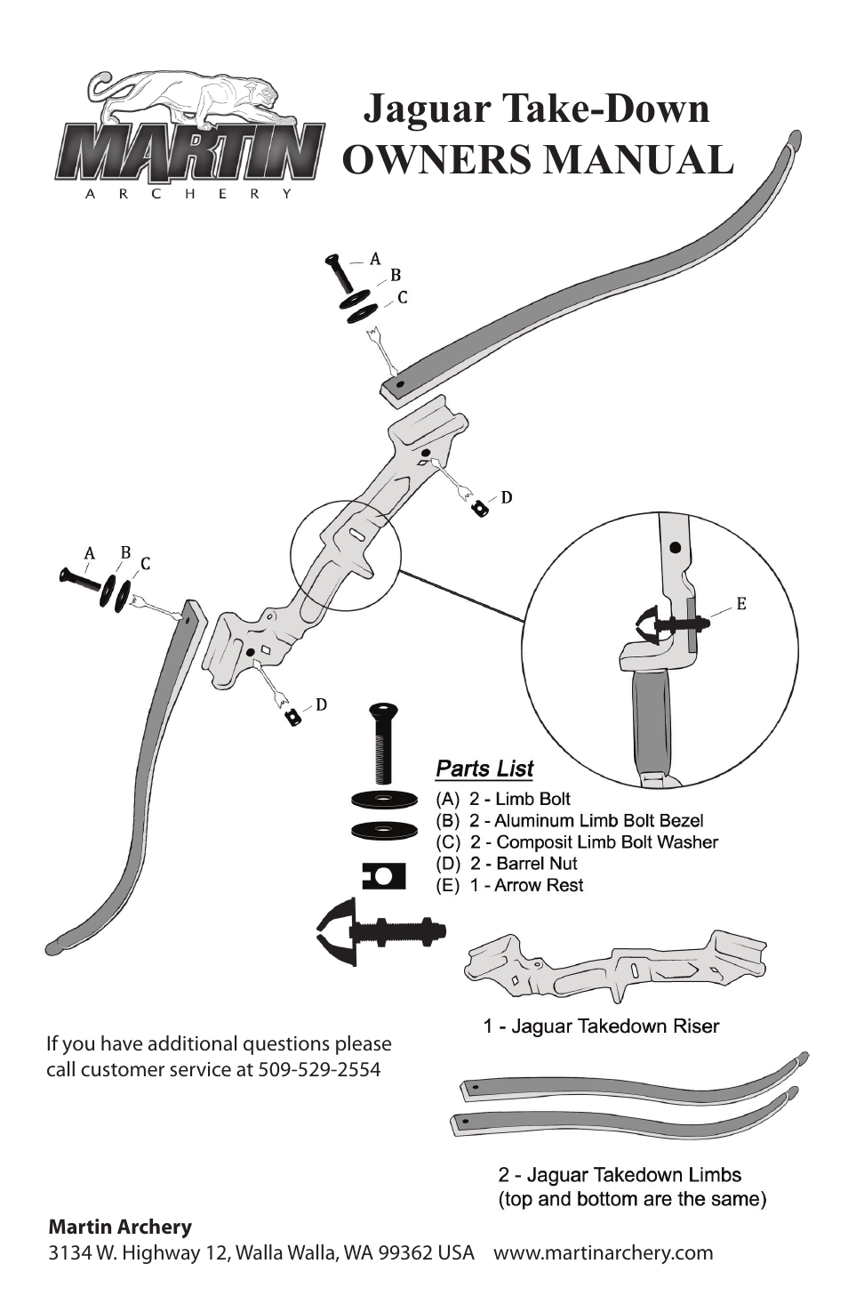 Martin Archery Jaguar Take User Manual | 4 pages