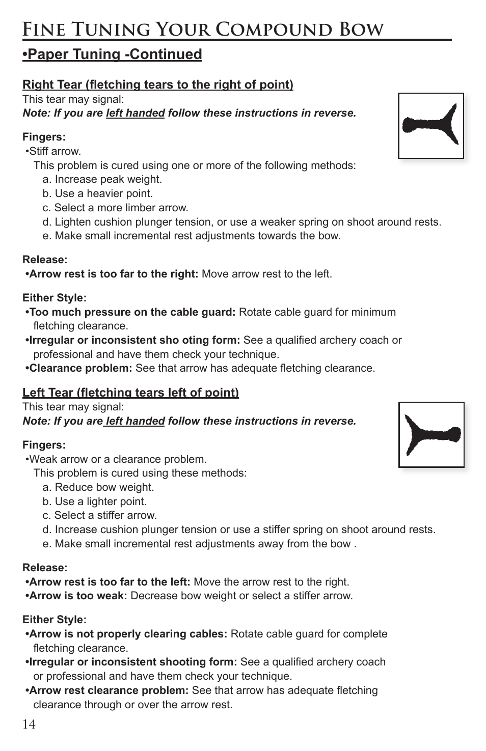 Fine tuning your compound bow, Paper tuning -continued | Martin Archery Martin Compound User Manual | Page 14 / 21