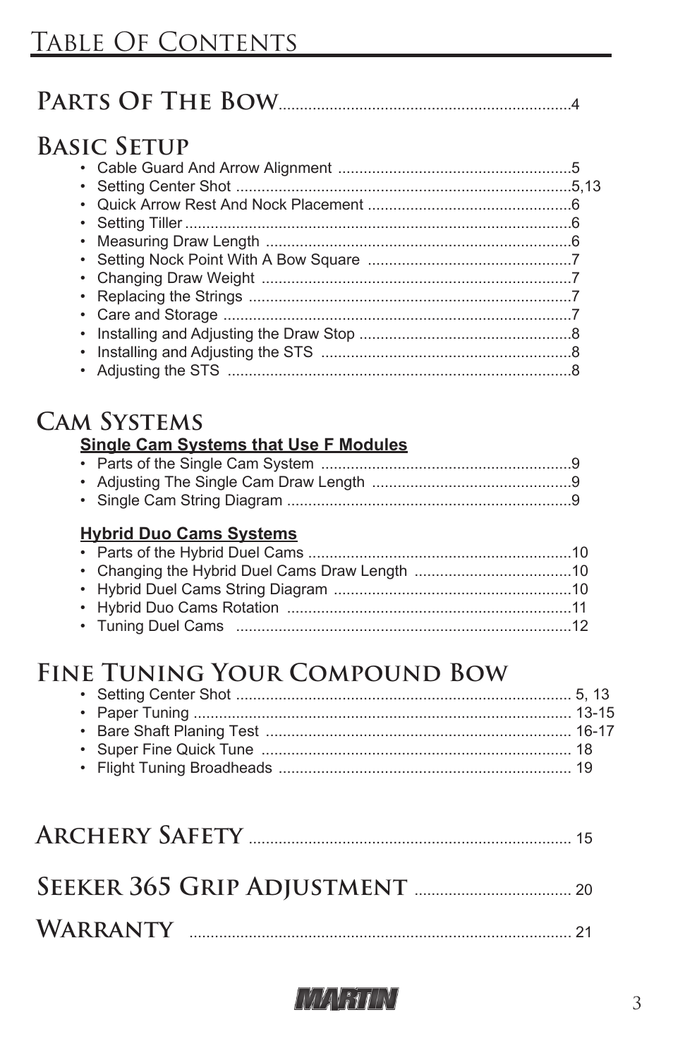 Martin Archery Martin Compound User Manual | Page 3 / 21