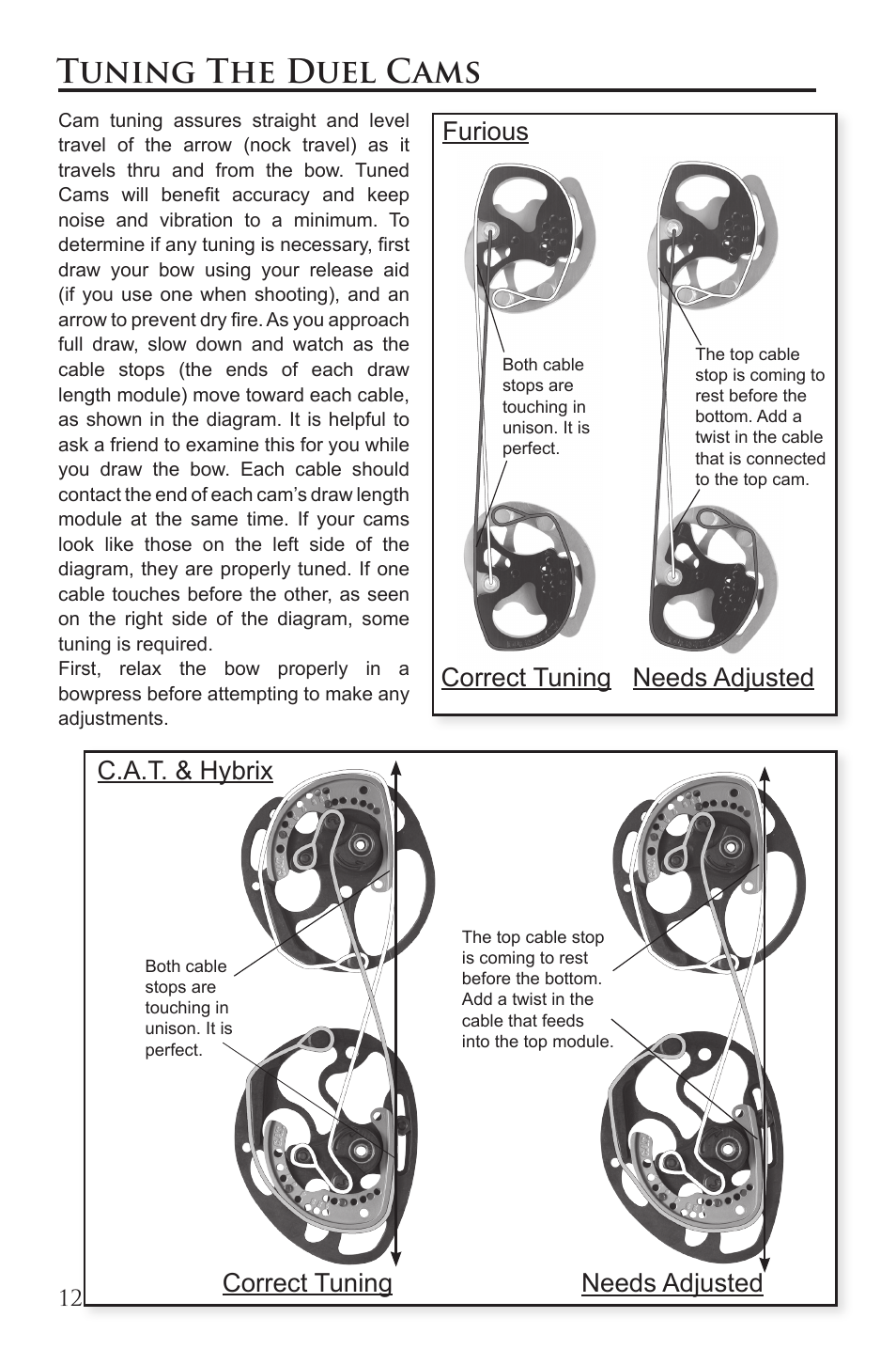 Tuning the duel cams | Martin Archery Martin Compound Bow User Manual | Page 12 / 20