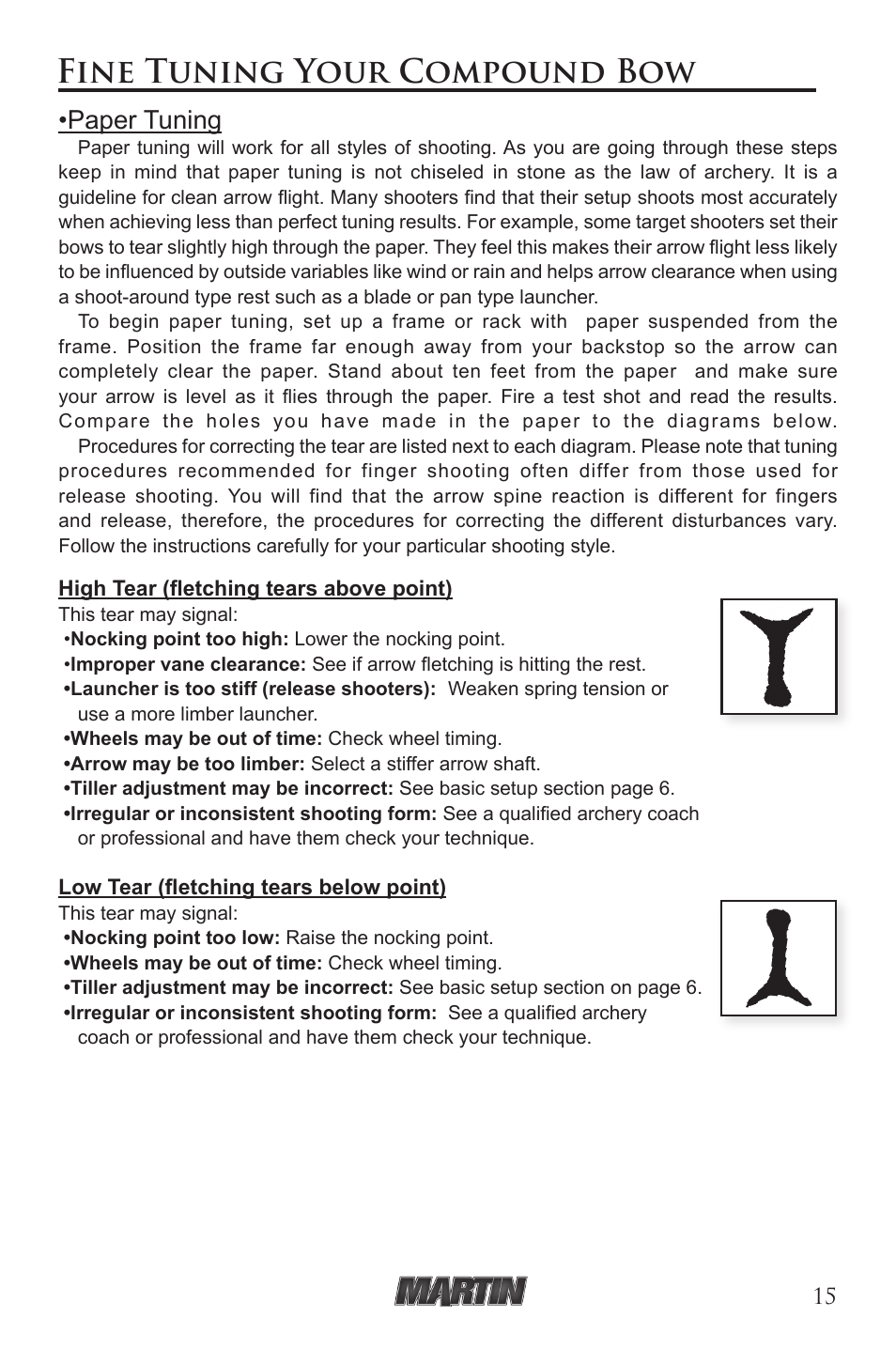 Fine tuning your compound bow, Paper tuning | Martin Archery Martin Compound Bow User Manual | Page 15 / 20