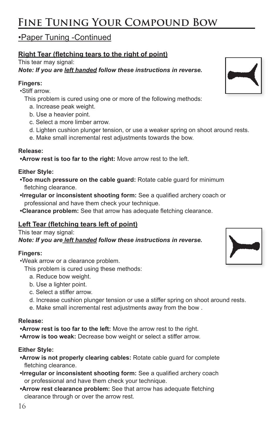 Fine tuning your compound bow, Paper tuning -continued | Martin Archery Martin Compound Bow User Manual | Page 16 / 20