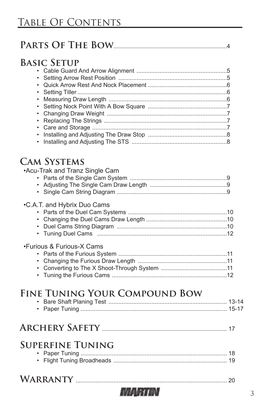Martin Archery Martin Compound Bow User Manual | Page 3 / 20