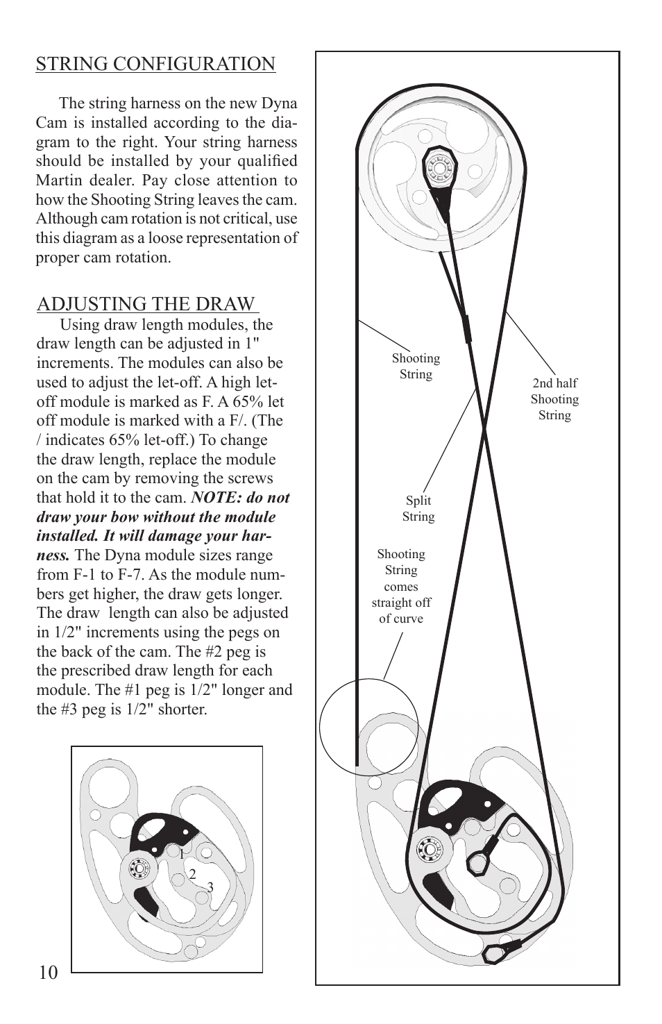 String configuration, 10 adjusting the draw | Martin Archery Martin Compound Bow User Manual | Page 14 / 24