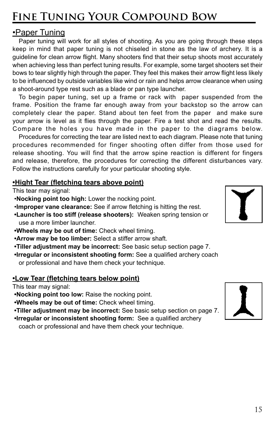 Fine tuning your compound bow, Paper tuning | Martin Archery Martin Bow User Manual | Page 15 / 20