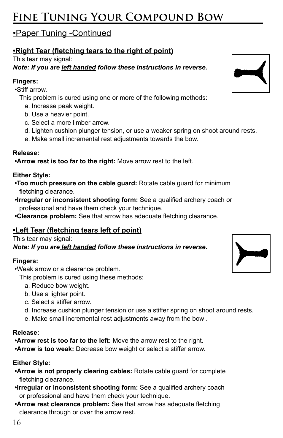 Fine tuning your compound bow, Paper tuning -continued | Martin Archery Martin Bow User Manual | Page 16 / 20