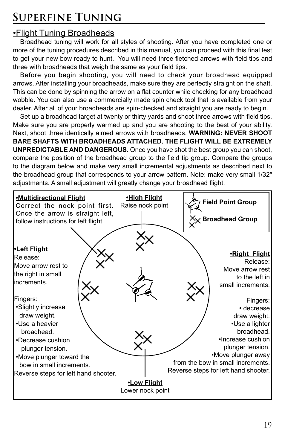 Superfine tuning, Flight tuning broadheads | Martin Archery Martin Bow User Manual | Page 19 / 20