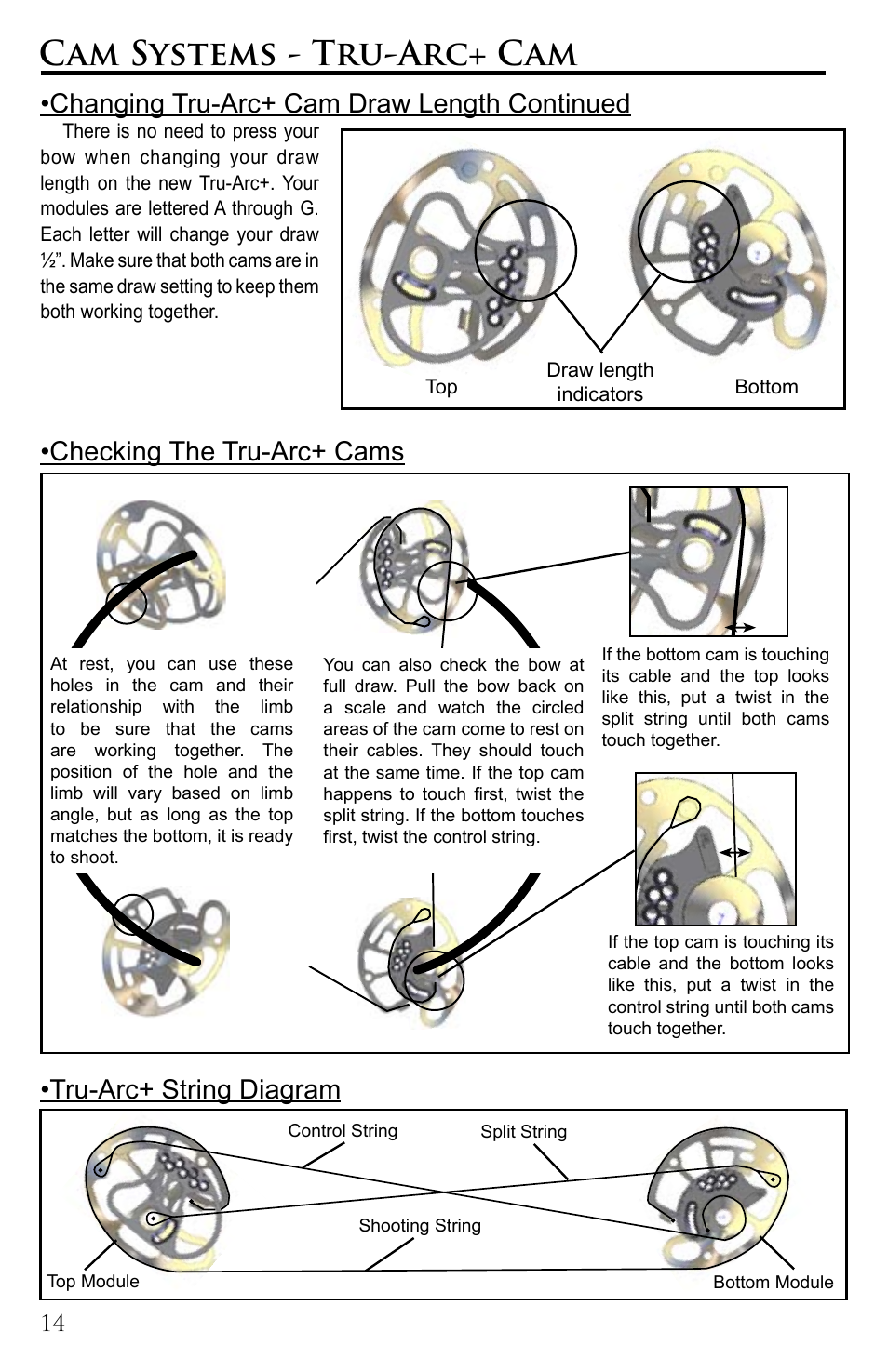 Cam systems - tru-arc+ cam, Changing tru-arc+ cam draw length continued | Martin Archery Bow User Manual | Page 14 / 24