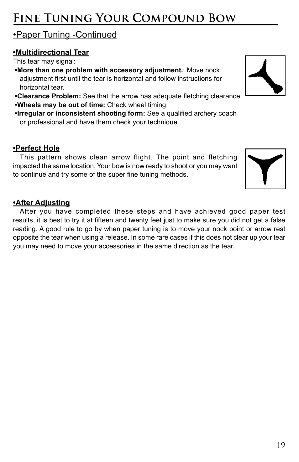 Fine tuning your compound bow, Paper tuning -continued | Martin Archery Bow User Manual | Page 19 / 24