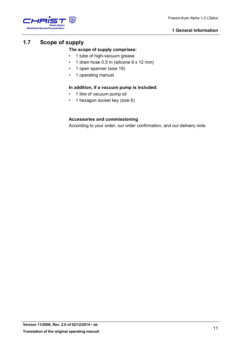 7 scope of supply | Martin Christ Alpha 1-2 LDplus User Manual | Page 11 / 96