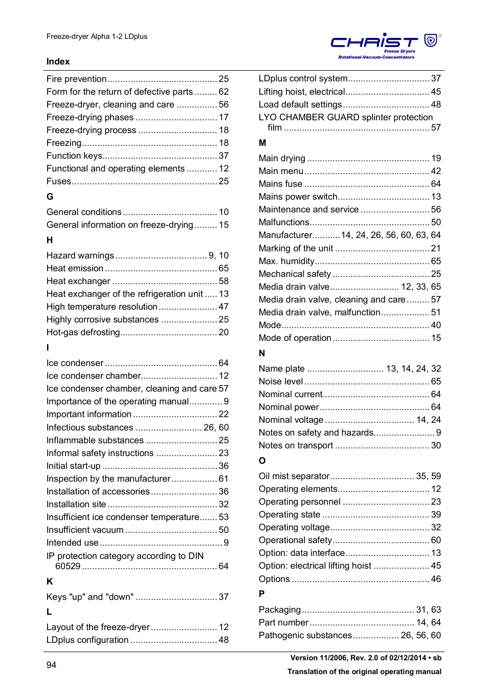 Martin Christ Alpha 1-2 LDplus User Manual | Page 94 / 96