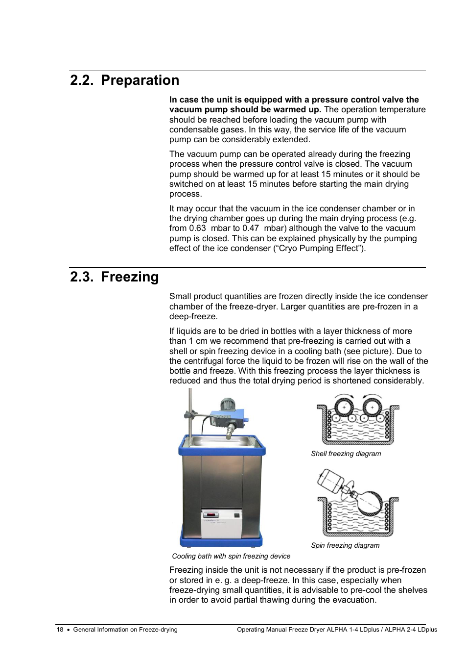 Preparation, Freezing | Martin Christ Alpha 2-4 LDplus User Manual | Page 18 / 85