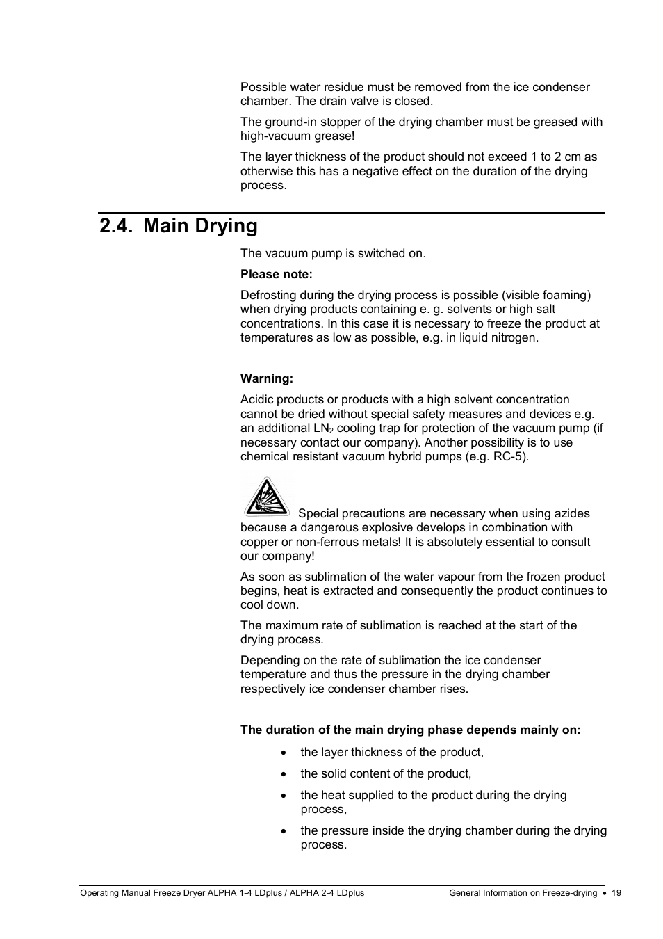 Main drying | Martin Christ Alpha 2-4 LDplus User Manual | Page 19 / 85