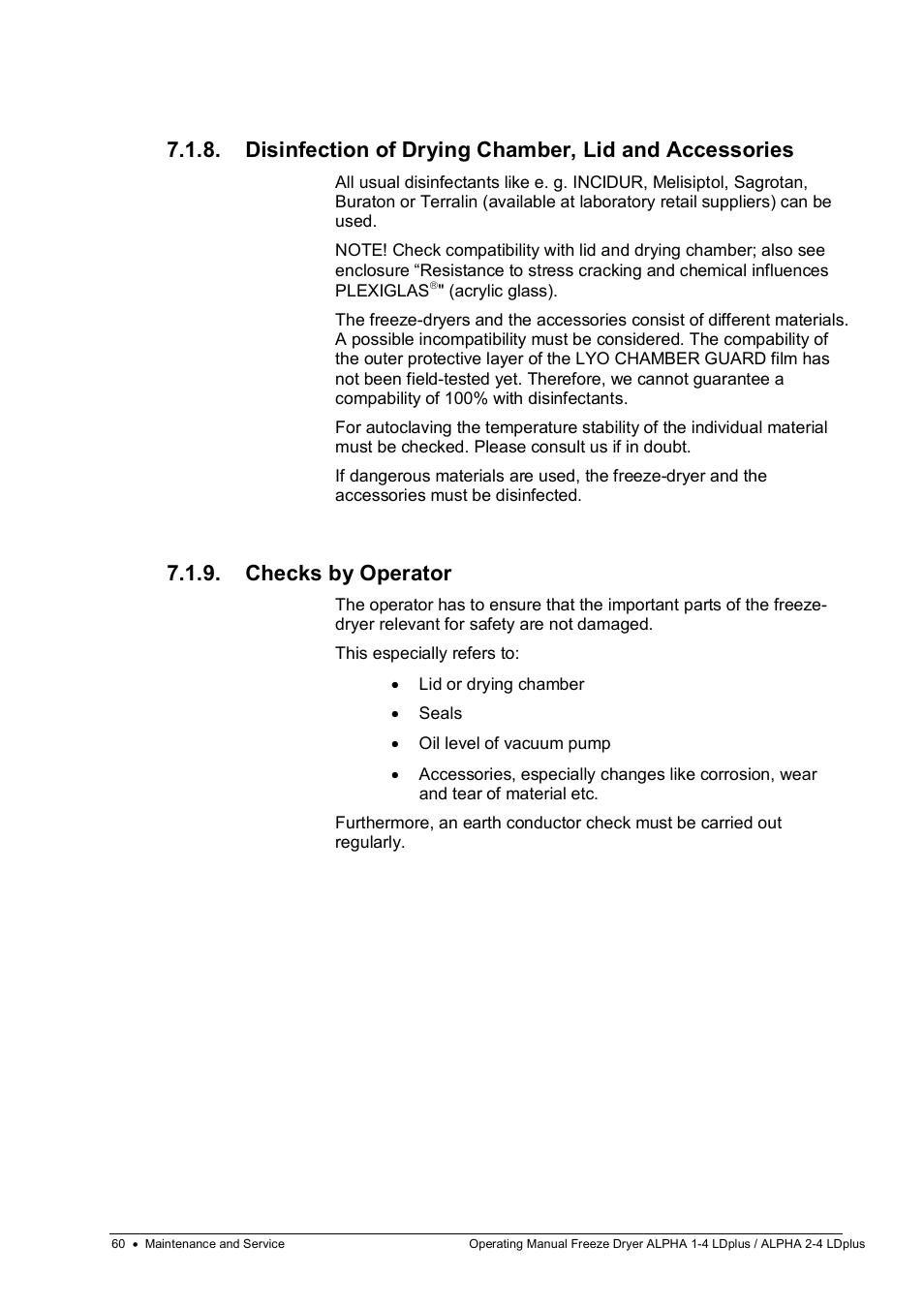 Checks by operator | Martin Christ Alpha 2-4 LDplus User Manual | Page 60 / 85