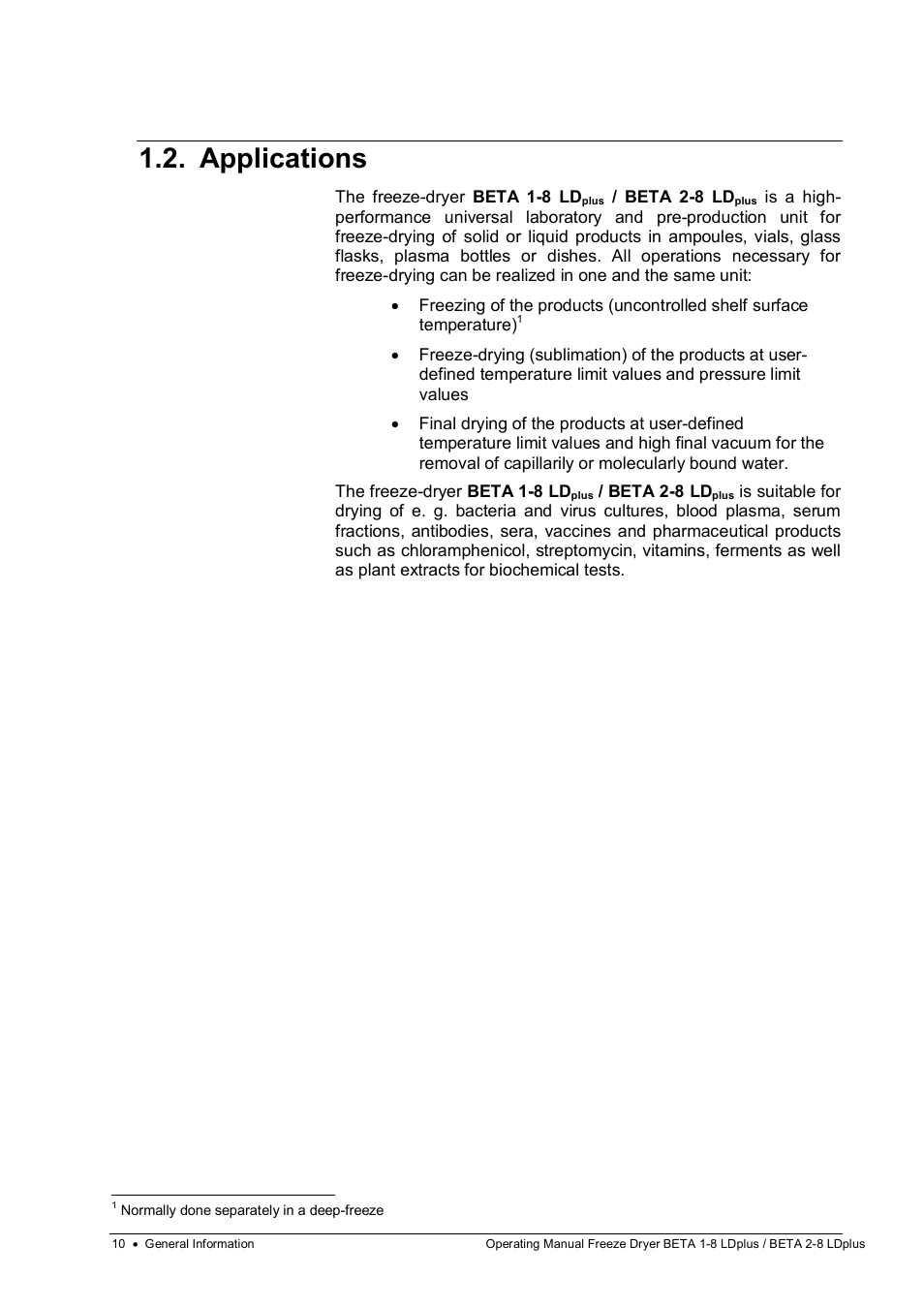 Applications | Martin Christ Beta 2-8 LDplus User Manual | Page 10 / 89