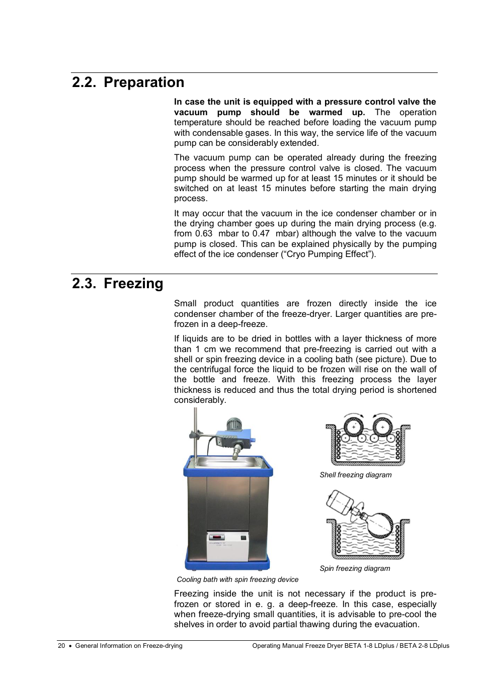 Preparation, Freezing | Martin Christ Beta 2-8 LDplus User Manual | Page 20 / 89