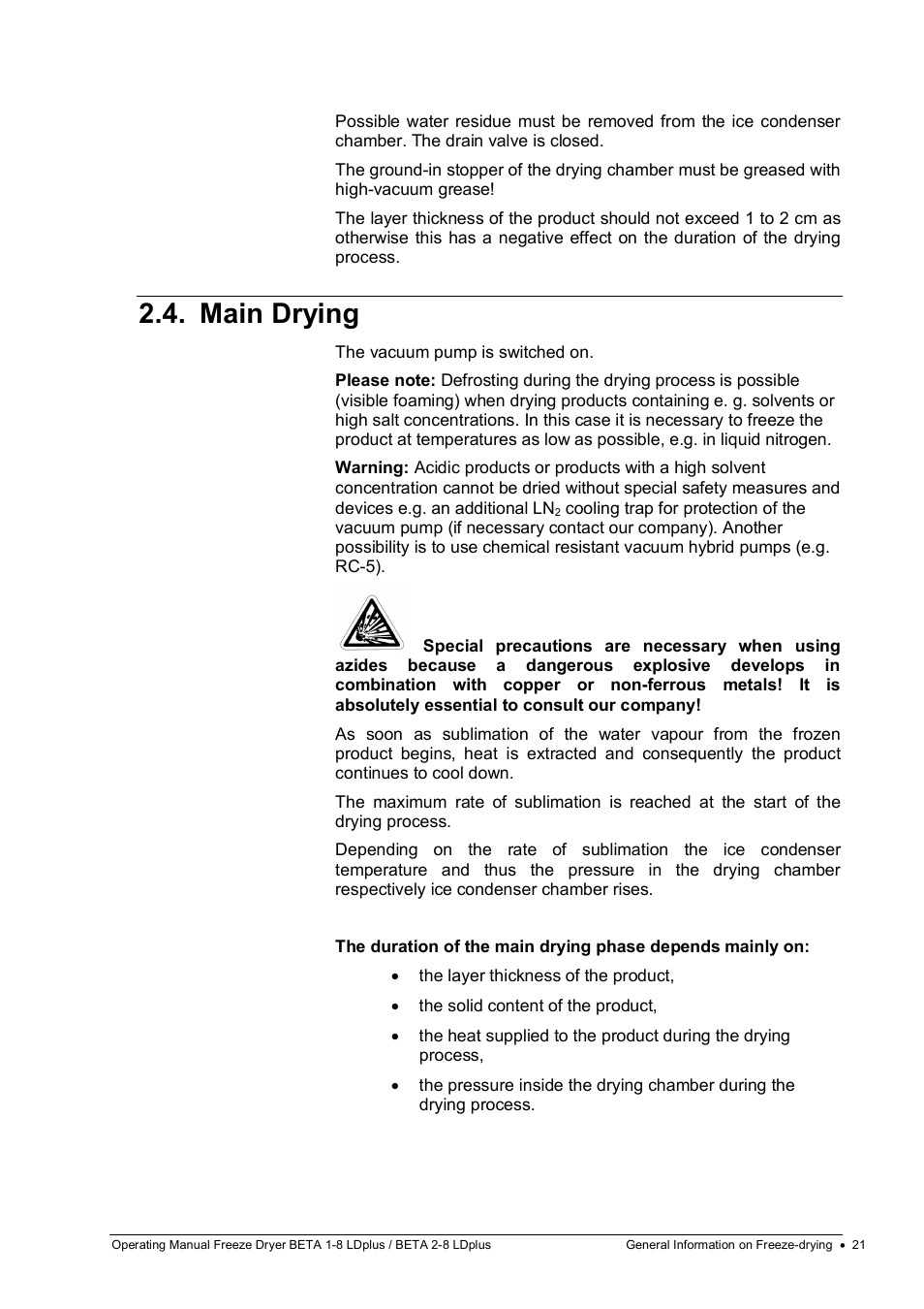 Main drying | Martin Christ Beta 2-8 LDplus User Manual | Page 21 / 89