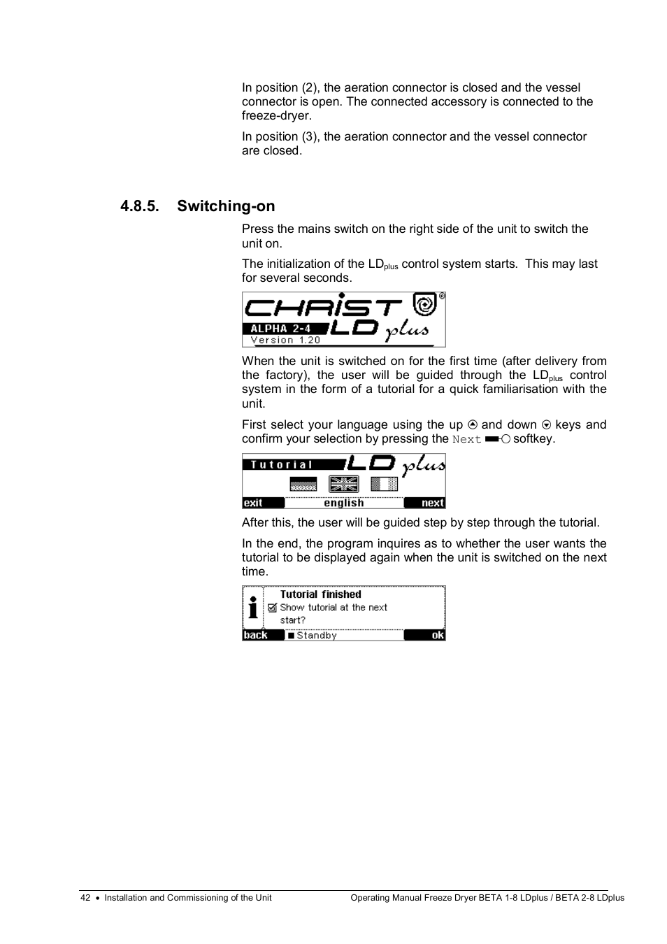 Switching-on | Martin Christ Beta 2-8 LDplus User Manual | Page 42 / 89