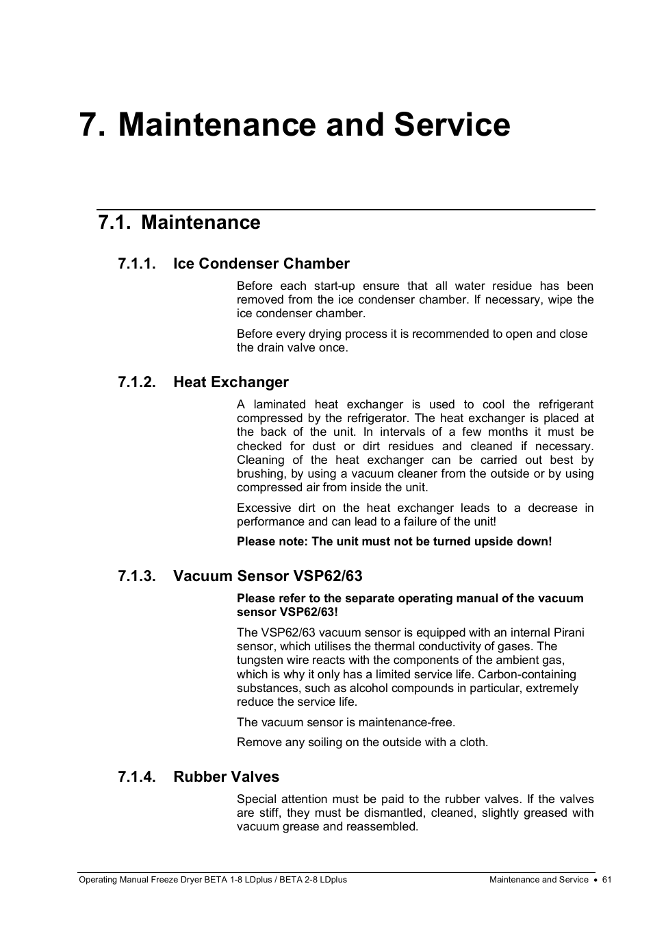 Maintenance and service, Maintenance | Martin Christ Beta 2-8 LDplus User Manual | Page 61 / 89