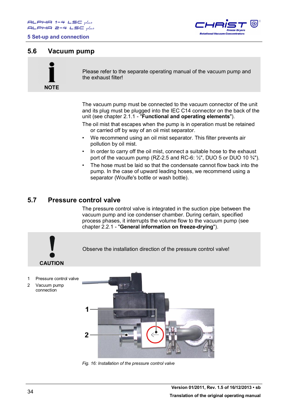 6 vacuum pump, 7 pressure control valve | Martin Christ Alpha 2-4 LSCplus User Manual | Page 34 / 121