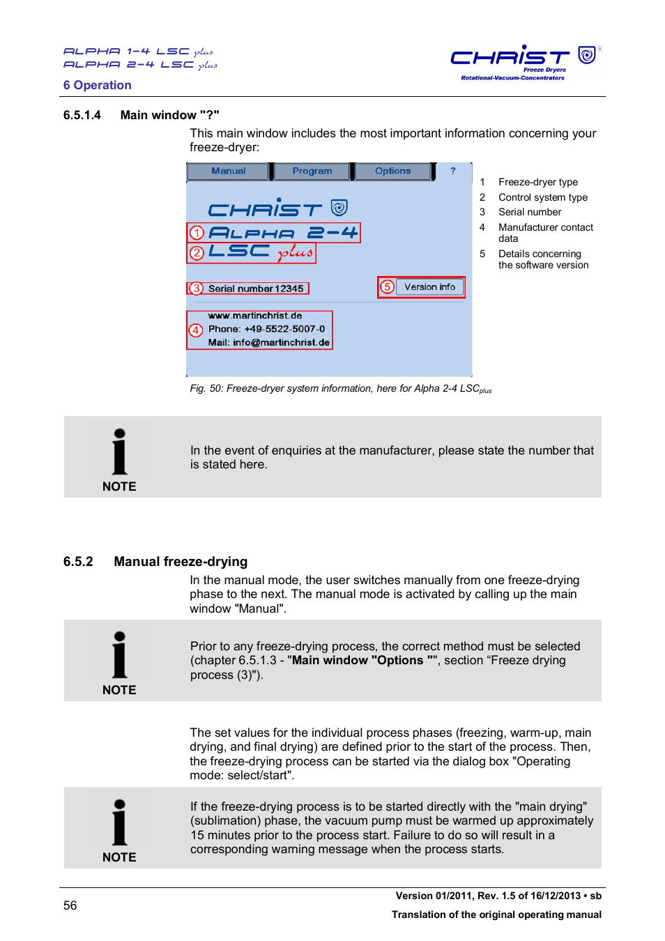 2 manual freeze-drying | Martin Christ Alpha 2-4 LSCplus User Manual | Page 56 / 121
