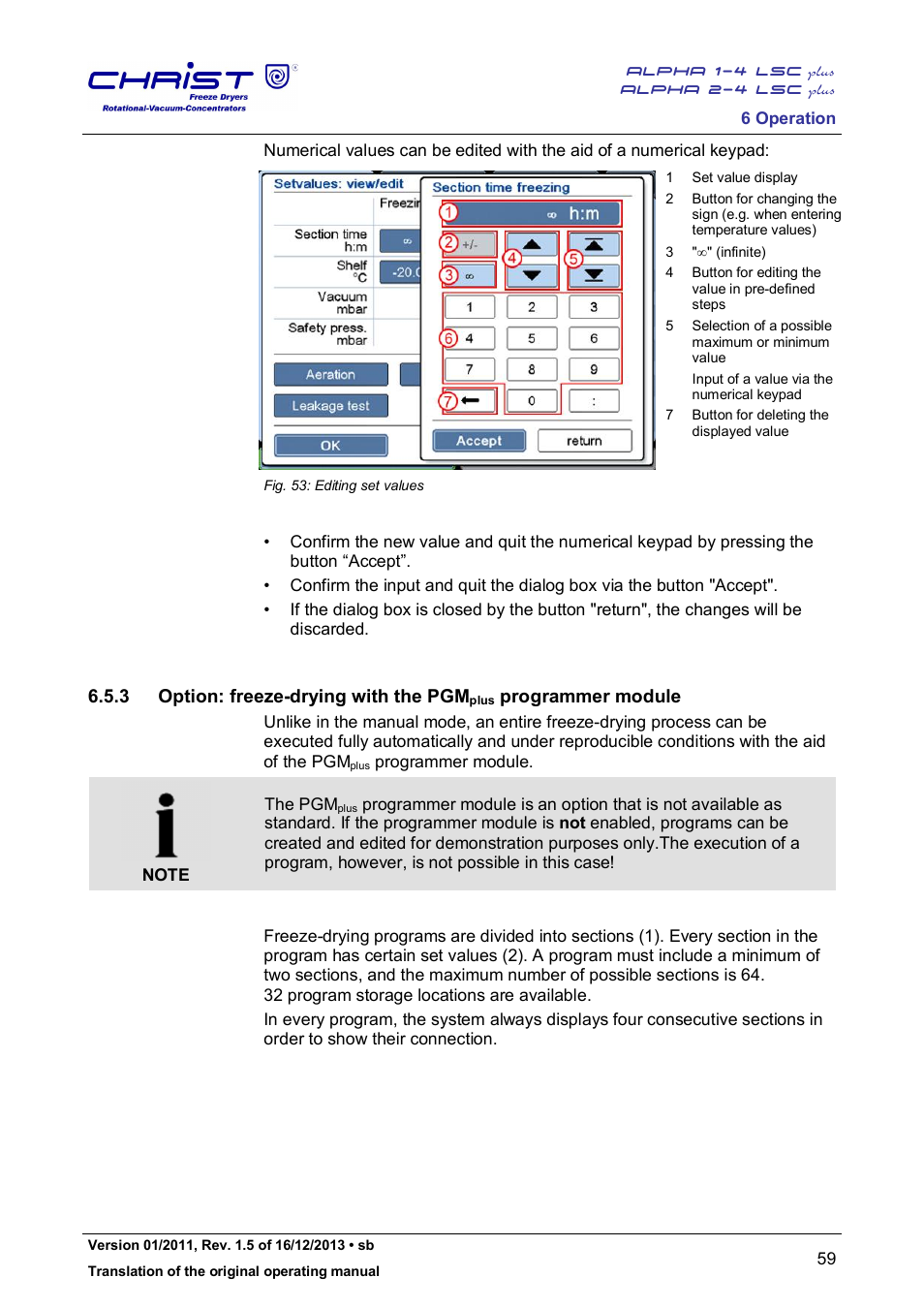 3 option: freeze-drying with the pgm, Programmer module | Martin Christ Alpha 2-4 LSCplus User Manual | Page 59 / 121