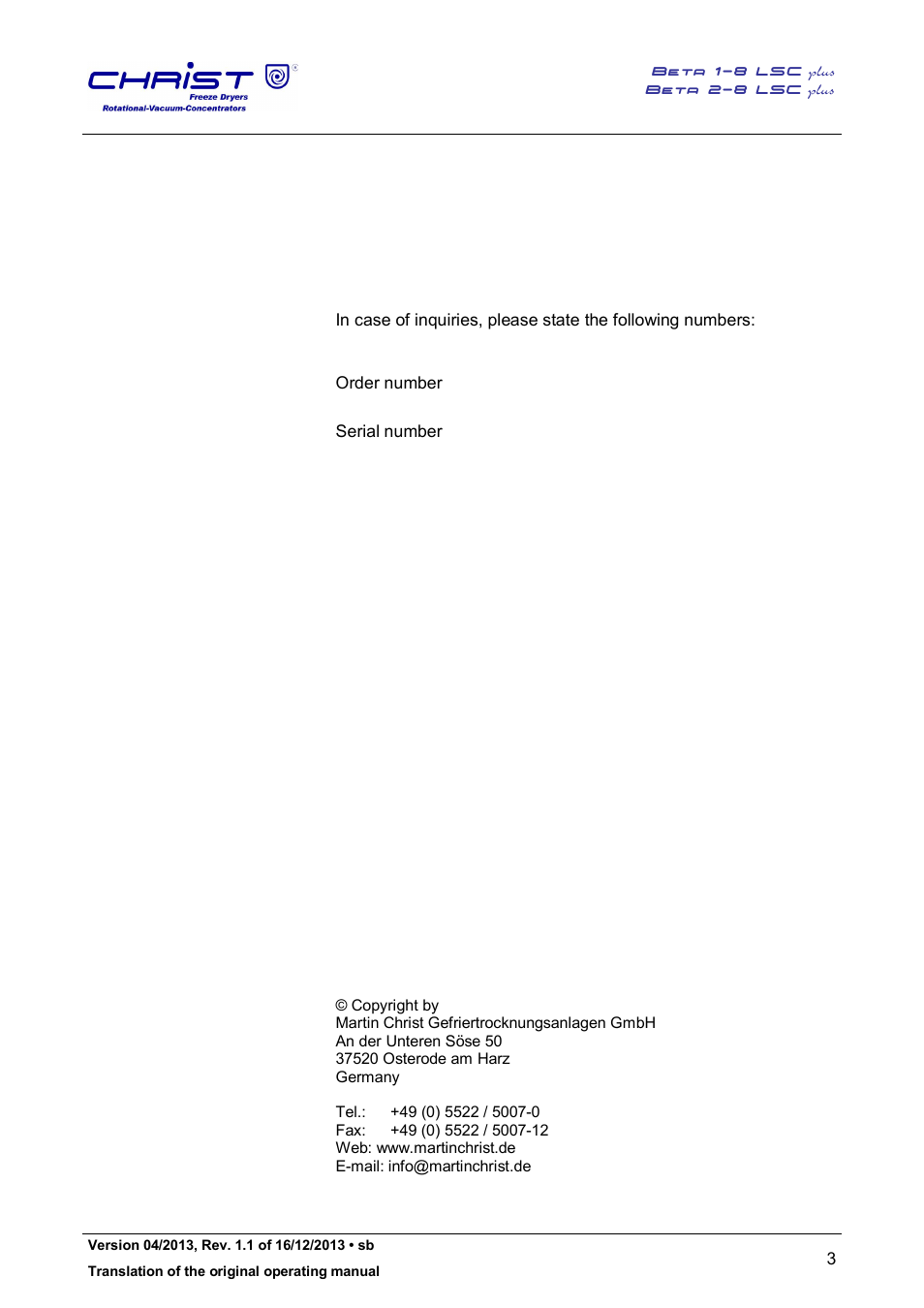 Martin Christ Beta 2-8 LSCplus User Manual | Page 3 / 121